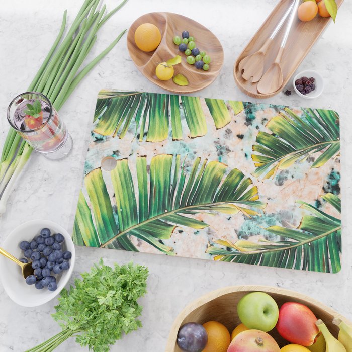 Palm leaf on marble 01 Cutting Board Gallery Image 2