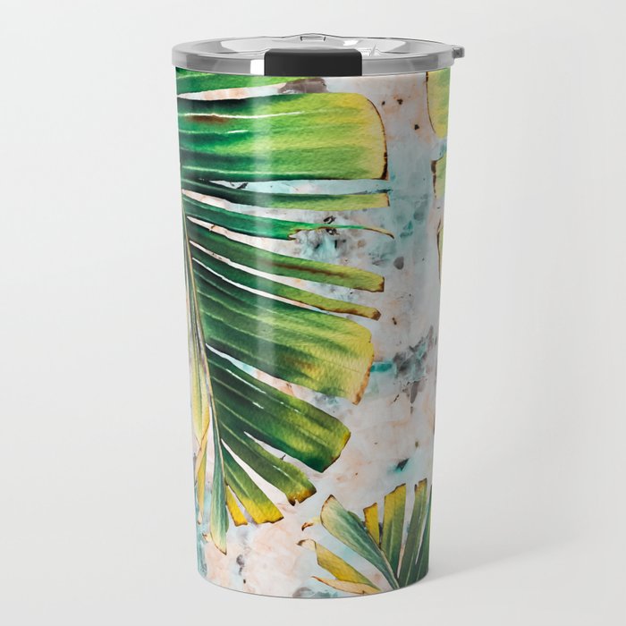 Palm leaf on marble 01 Travel Mug Gallery Image 1