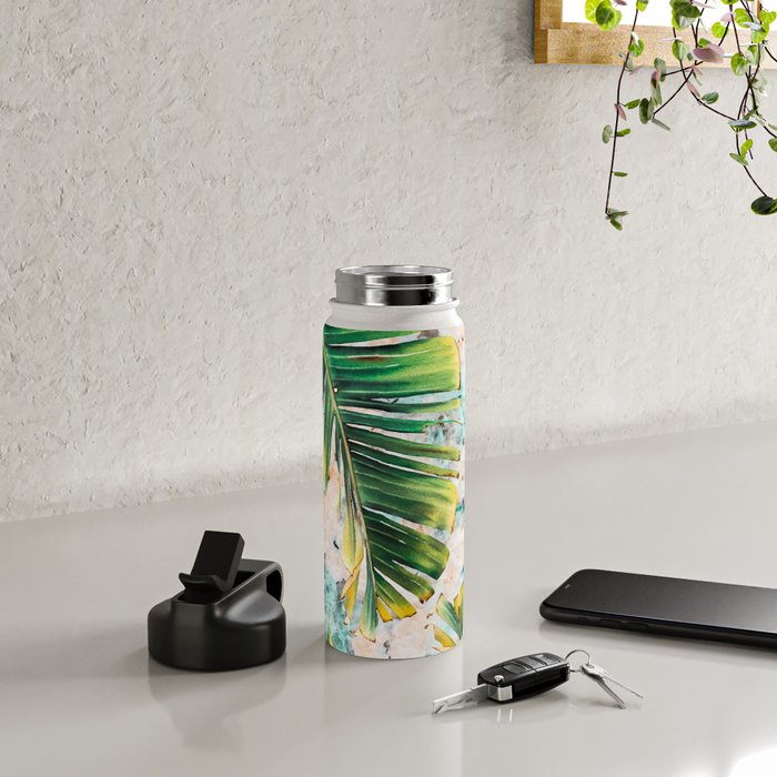 Palm leaf on marble 01 Water Bottle Gallery Image 5
