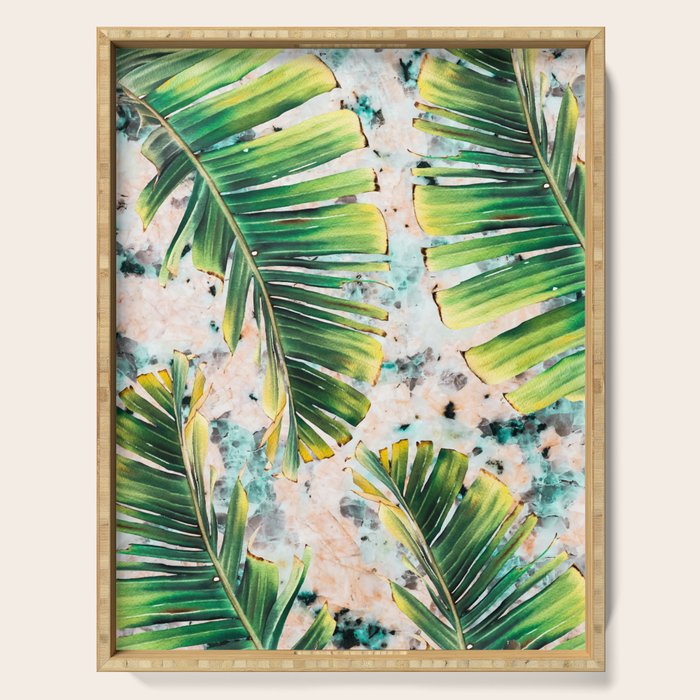 Palm leaf on marble 01 Serving Tray Gallery Image 1