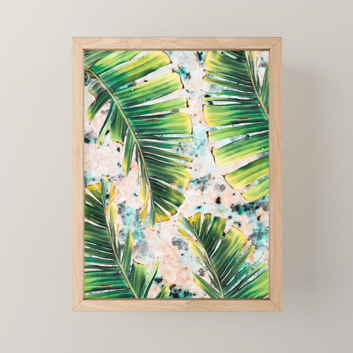Palm leaf on marble 01 Mini Art Print Gallery Image 1