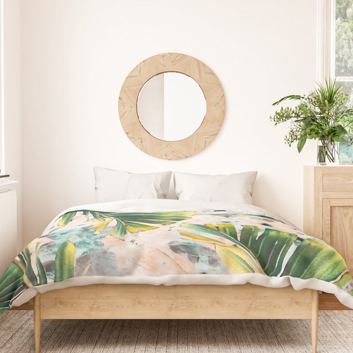 Palm leaf on marble 01 Duvet Cover Gallery Image 3