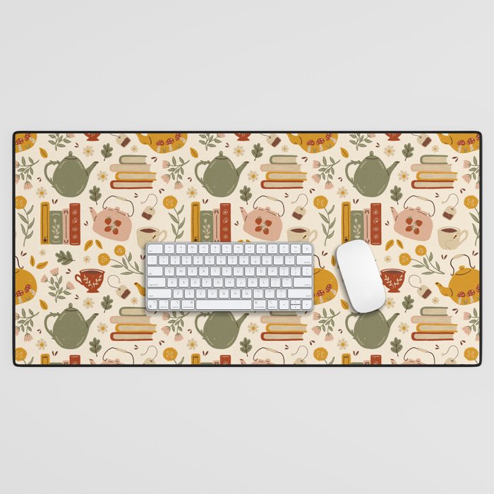 Flowery Books and Tea Desk Mat Gallery Image 1