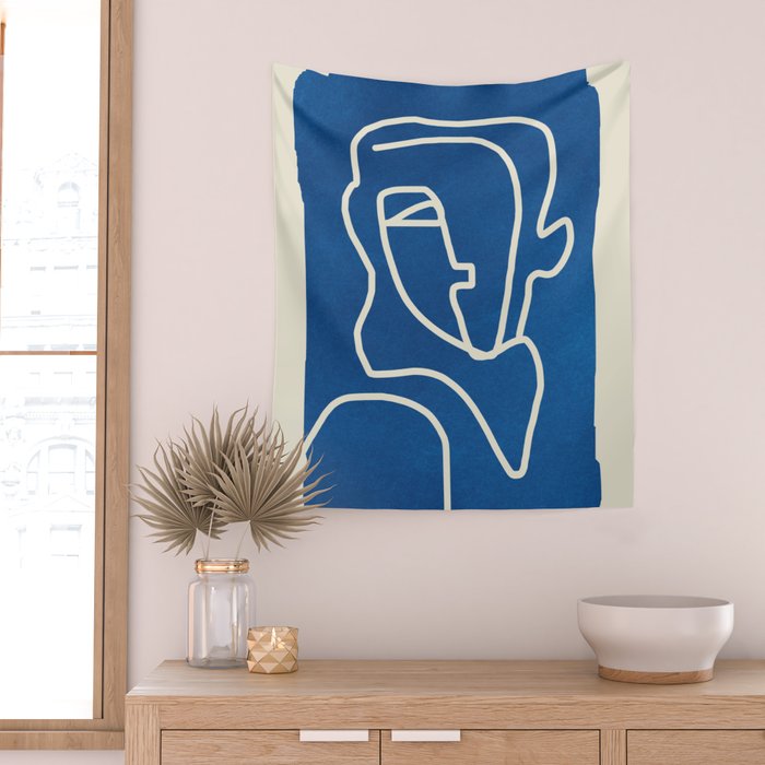 Abstract Minimal Woman Portrait Wall Tapestry Gallery Image 2