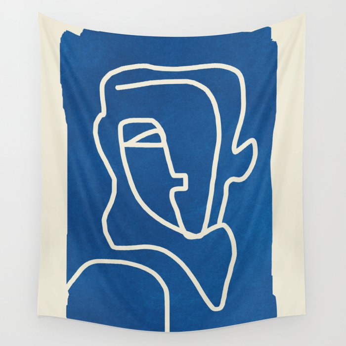 Abstract Minimal Woman Portrait Wall Tapestry Gallery Image 1
