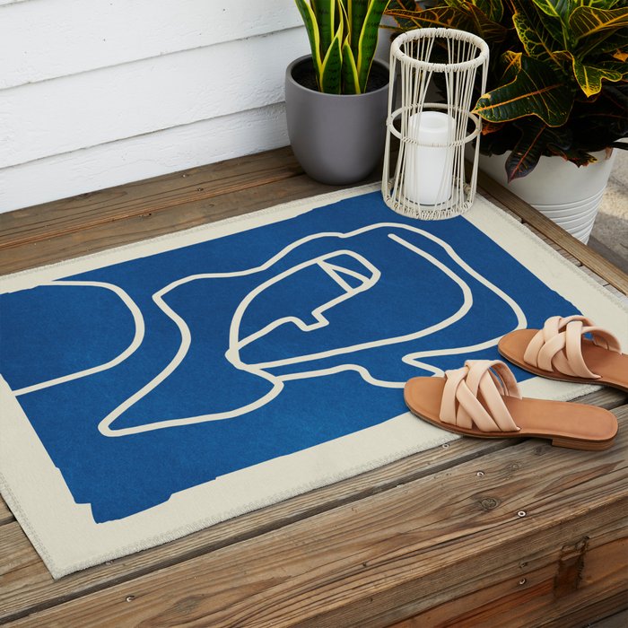 Abstract Minimal Woman Portrait Outdoor Rug Gallery Image 2