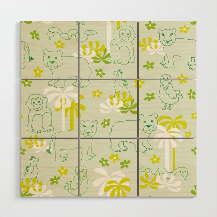 Green safari Wood Wall Art Gallery Image 1