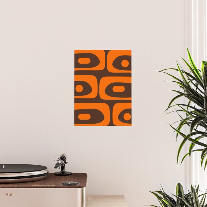 Mid-Century Modern Piquet Retro Minimalist Abstract in 70s Orange and Dark Brown Poster Gallery Image 2
