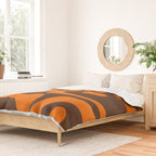 Mid-Century Modern Piquet Retro Minimalist Abstract in 70s Orange and Dark Brown Duvet Cover Gallery Image 2