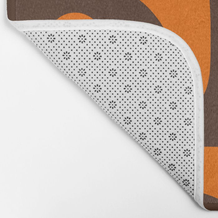 Mid-Century Modern Piquet Retro Minimalist Abstract in 70s Orange and Dark Brown Bath Mat Gallery Image 2