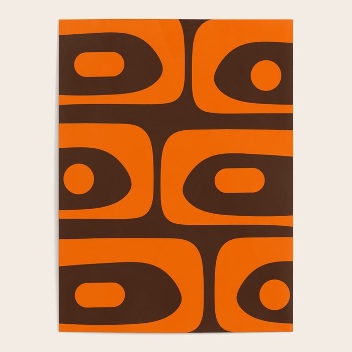 Mid-Century Modern Piquet Retro Minimalist Abstract in 70s Orange and Dark Brown Poster Gallery Image 4