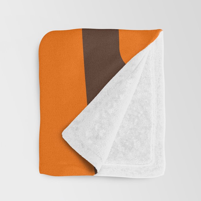 Mid-Century Modern Piquet Retro Minimalist Abstract in 70s Orange and Dark Brown Throw Blanket Gallery Image 3