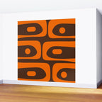 Mid-Century Modern Piquet Retro Minimalist Abstract in 70s Orange and Dark Brown Wall Mural Gallery Image 2