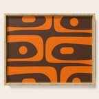 Mid-Century Modern Piquet Retro Minimalist Abstract in 70s Orange and Dark Brown Serving Tray Gallery Image 1