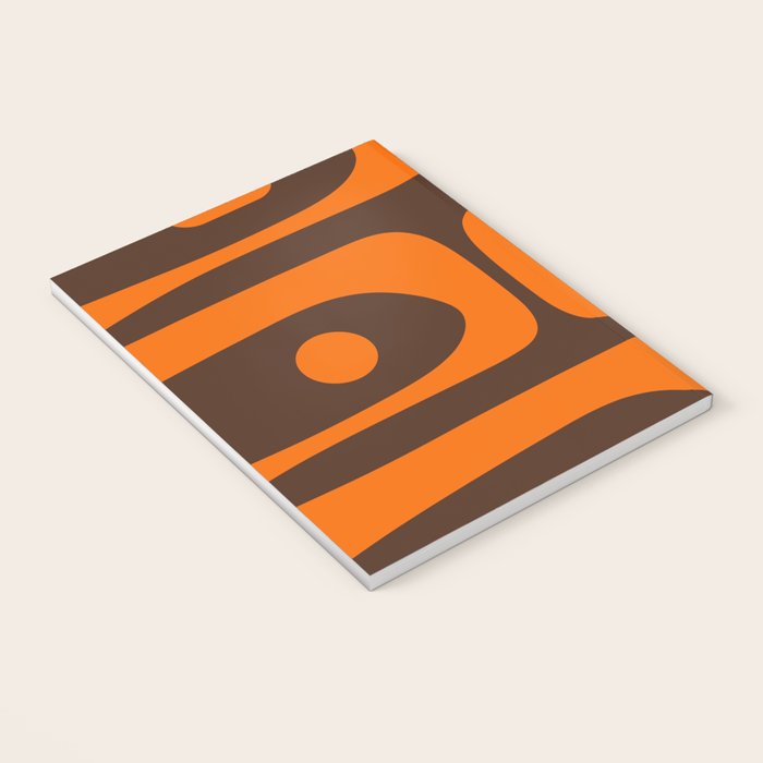 Mid-Century Modern Piquet Retro Minimalist Abstract in 70s Orange and Dark Brown Notebook Gallery Image 3