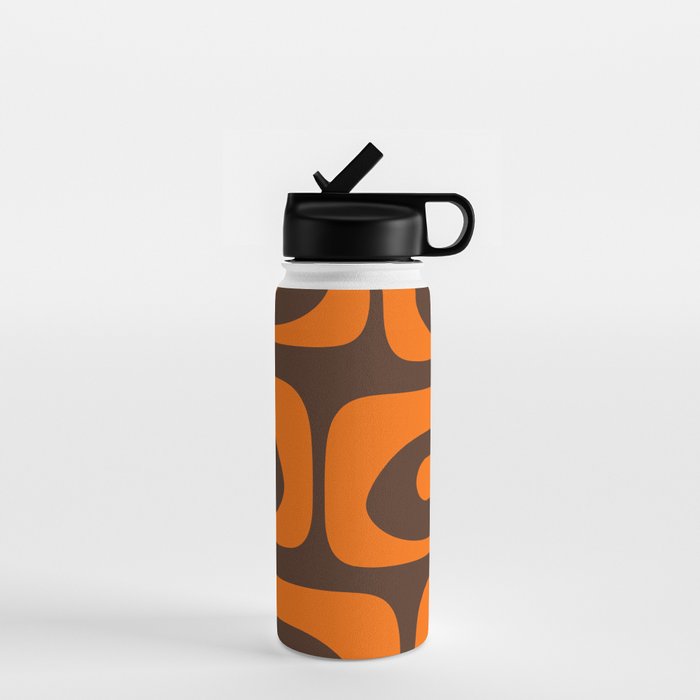 Mid-Century Modern Piquet Retro Minimalist Abstract in 70s Orange and Dark Brown Water Bottle Gallery Image 1