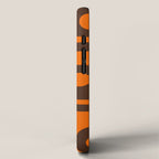 Mid-Century Modern Piquet Retro Minimalist Abstract in 70s Orange and Dark Brown iPhone Case Gallery Image 2