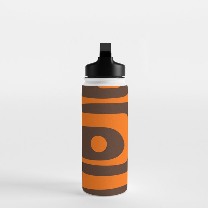Mid-Century Modern Piquet Retro Minimalist Abstract in 70s Orange and Dark Brown Water Bottle Gallery Image 3