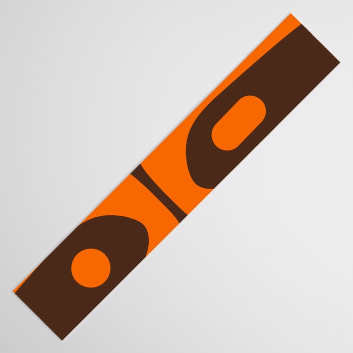 Mid-Century Modern Piquet Retro Minimalist Abstract in 70s Orange and Dark Brown Table Runner Gallery Image 3