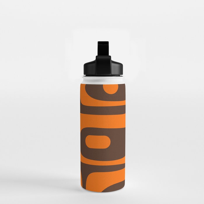 Mid-Century Modern Piquet Retro Minimalist Abstract in 70s Orange and Dark Brown Water Bottle Gallery Image 2