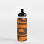 Mid-Century Modern Piquet Retro Minimalist Abstract in 70s Orange and Dark Brown Water Bottle Gallery Image 2
