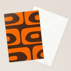 Mid-Century Modern Piquet Retro Minimalist Abstract in 70s Orange and Dark Brown Stationery Card Gallery Image 2