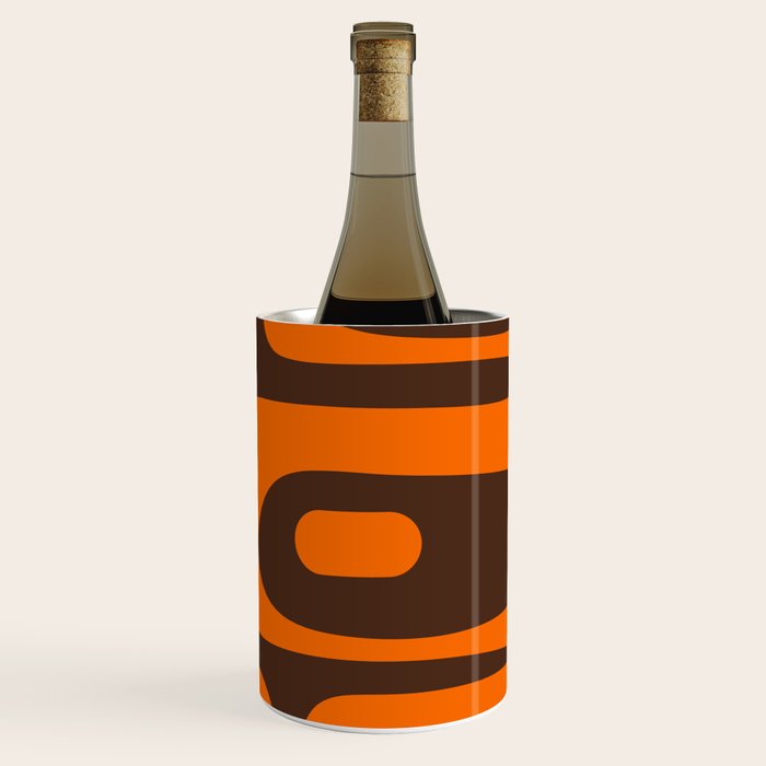Mid-Century Modern Piquet Retro Minimalist Abstract in 70s Orange and Dark Brown Wine Chiller Gallery Image 3