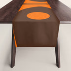 Mid-Century Modern Piquet Retro Minimalist Abstract in 70s Orange and Dark Brown Table Runner Gallery Image 1
