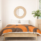 Mid-Century Modern Piquet Retro Minimalist Abstract in 70s Orange and Dark Brown Duvet Cover Gallery Image 3