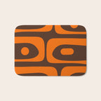 Mid-Century Modern Piquet Retro Minimalist Abstract in 70s Orange and Dark Brown Bath Mat Gallery Image 1