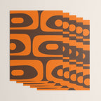 Mid-Century Modern Piquet Retro Minimalist Abstract in 70s Orange and Dark Brown Wrapping Paper Gallery Image 3