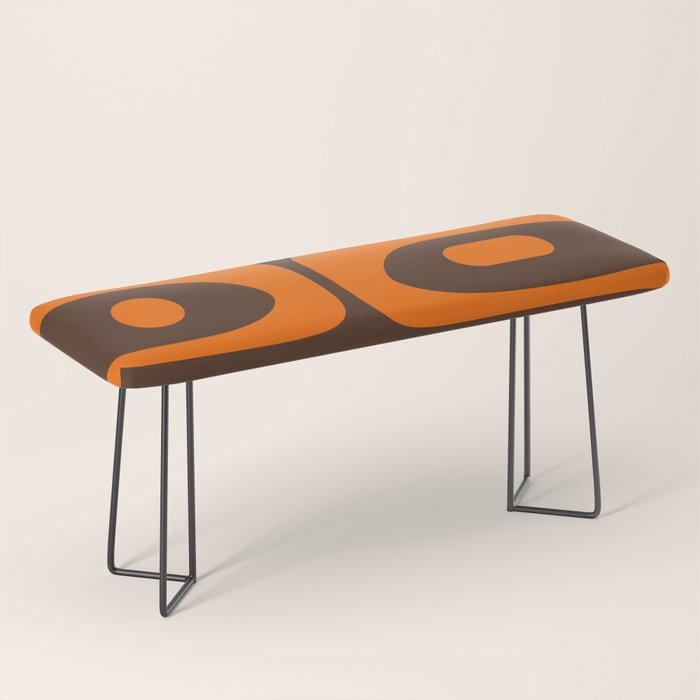 Mid-Century Modern Piquet Retro Minimalist Abstract in 70s Orange and Dark Brown Bench Gallery Image 1