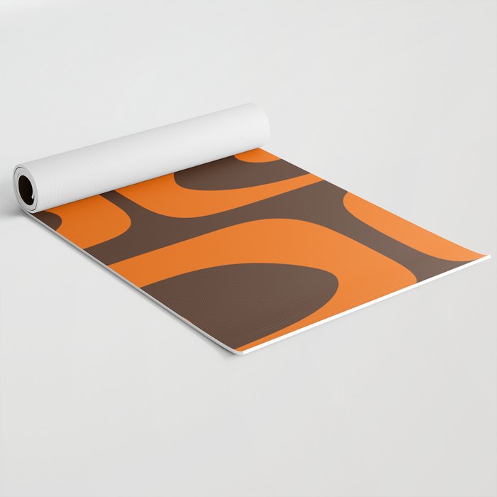 Mid-Century Modern Piquet Retro Minimalist Abstract in 70s Orange and Dark Brown Yoga Mat Gallery Image 2