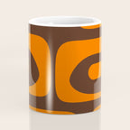 Mid-Century Modern Piquet Retro Minimalist Abstract in 70s Orange and Dark Brown Coffee Mug Gallery Image 4