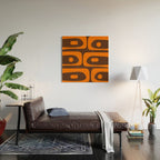 Mid-Century Modern Piquet Retro Minimalist Abstract in 70s Orange and Dark Brown Wood Wall Art Gallery Image 2