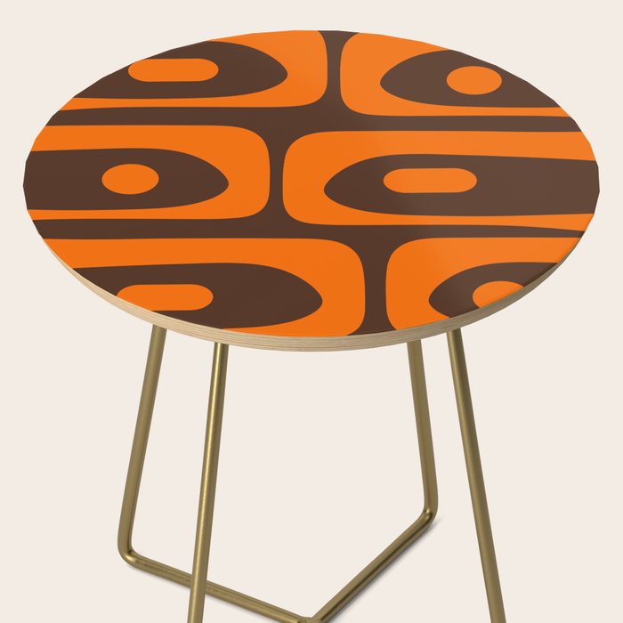 Mid-Century Modern Piquet Retro Minimalist Abstract in 70s Orange and Dark Brown Side Table Gallery Image 2