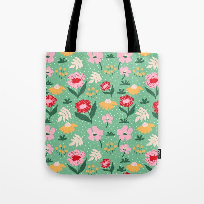 Summer Bloom - Flower e Leaves Tote Bag Gallery Image 1