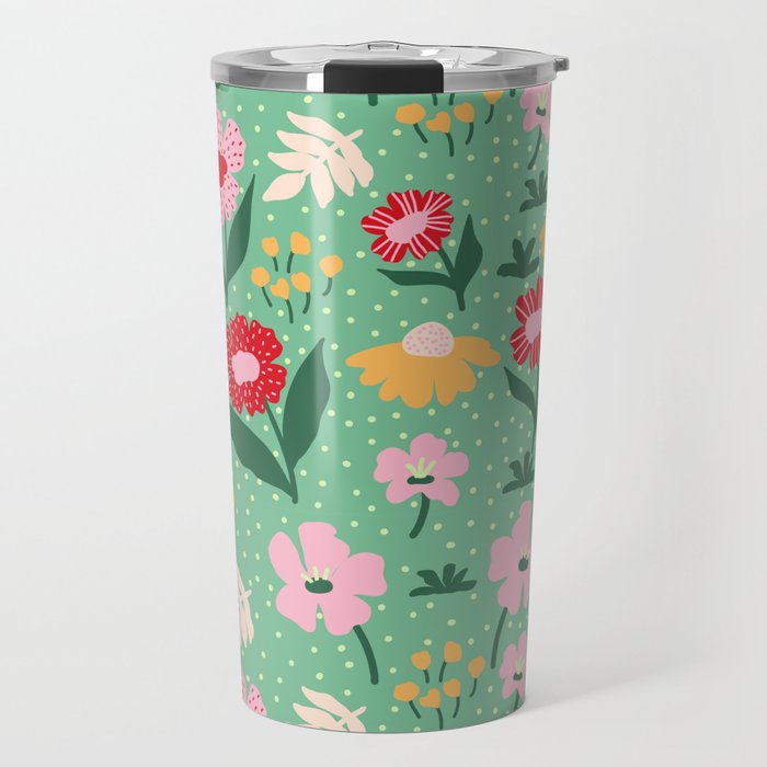 Summer Bloom - Flower e Leaves Travel Mug Gallery Image 1