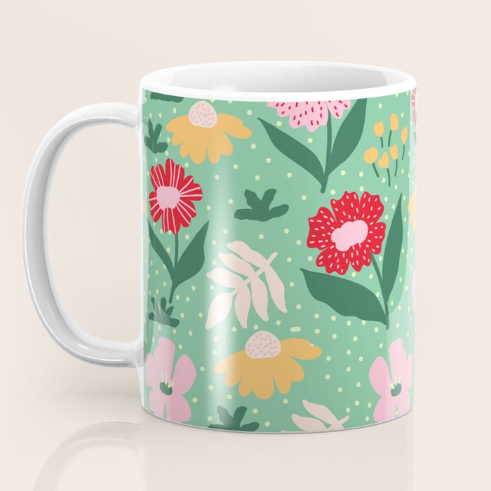 Summer Bloom - Flower e Leaves Coffee Mug Gallery Image 3