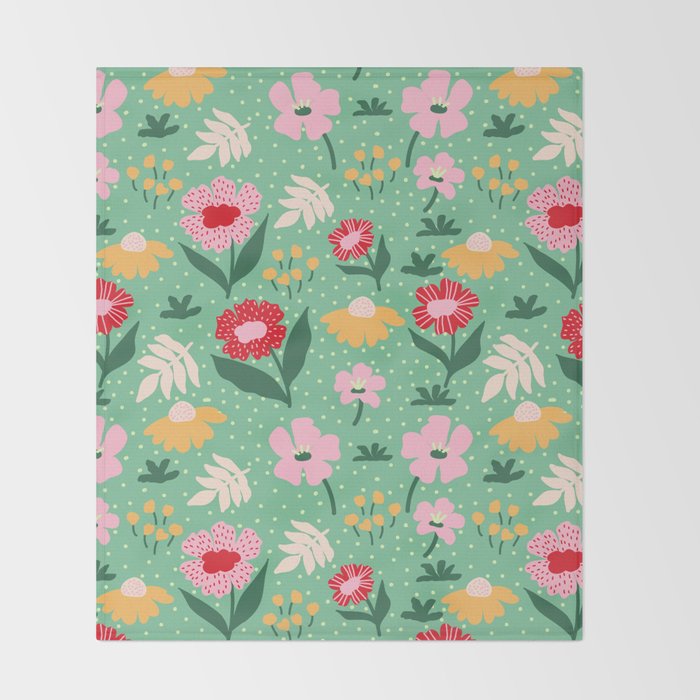 Summer Bloom - Flower e Leaves Throw Blanket Gallery Image 2