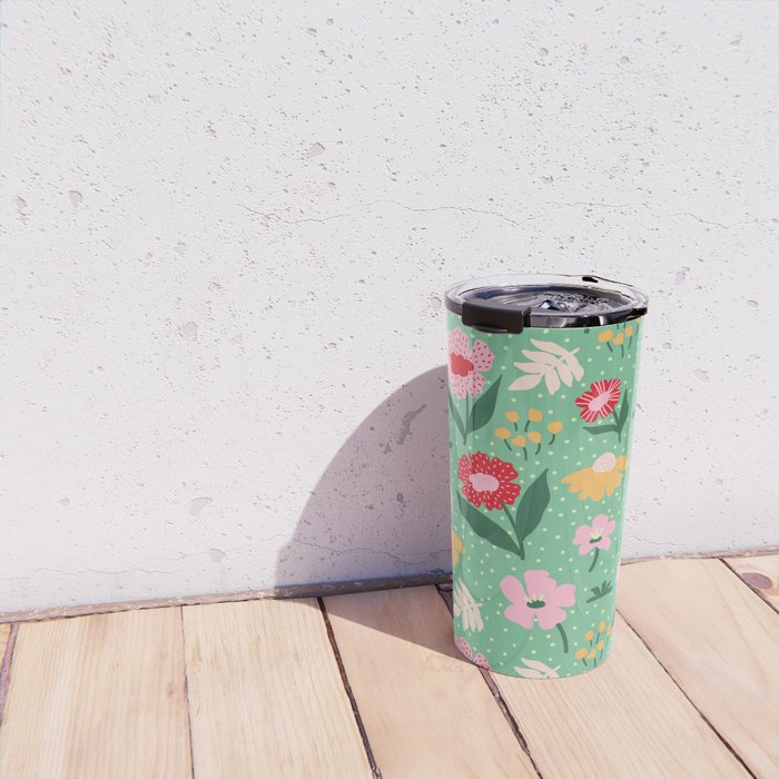 Summer Bloom - Flower e Leaves Travel Mug Gallery Image 4