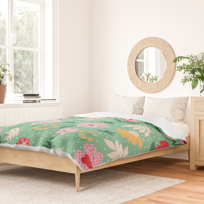 Summer Bloom - Flower e Leaves Duvet Cover Gallery Image 2