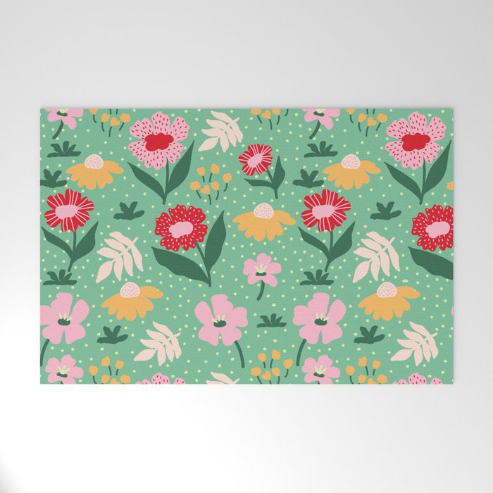Summer Bloom - Flower e Leaves Welcome Mat Gallery Image 1