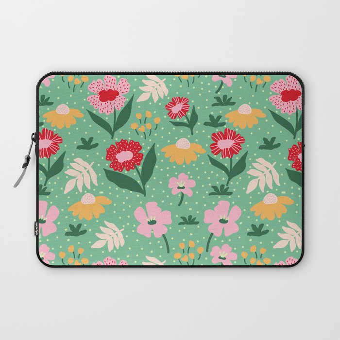 Summer Bloom - Flower e Leaves Laptop Sleeve Gallery Image 1