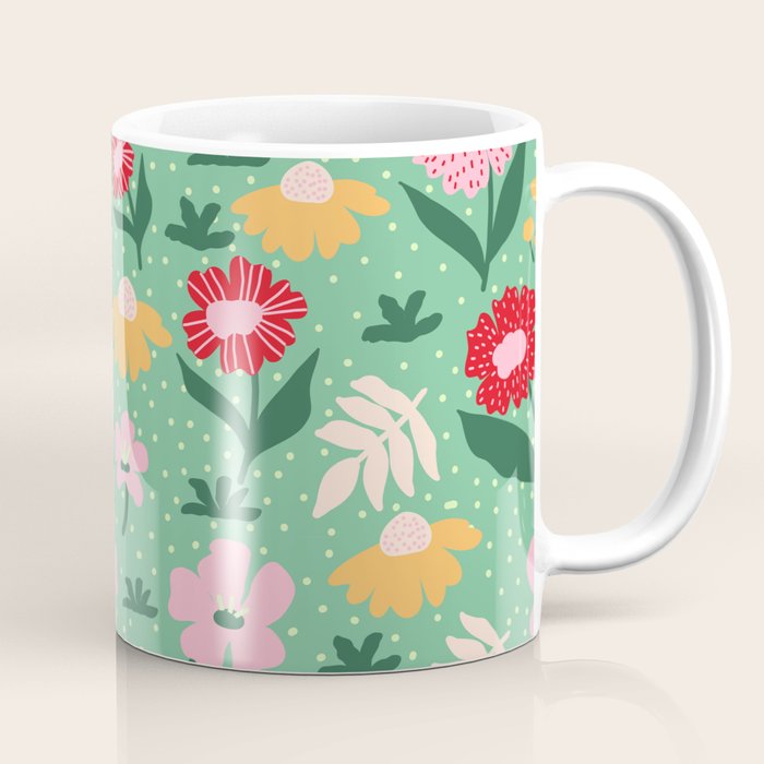 Summer Bloom - Flower e Leaves Coffee Mug Gallery Image 1