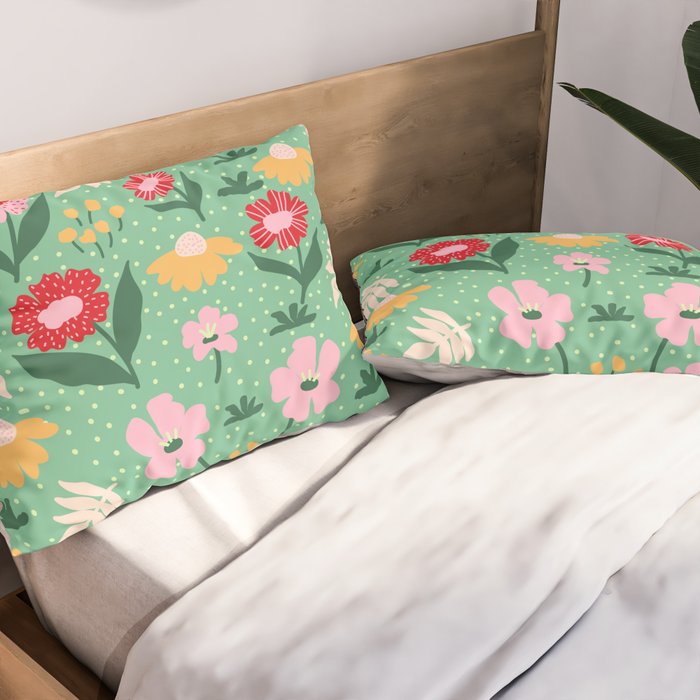 Summer Bloom - Flower e Leaves Pillow Sham Gallery Image 2