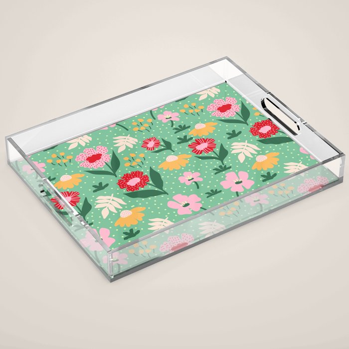 Summer Bloom - Flower e Leaves Acrylic Tray Gallery Image 1