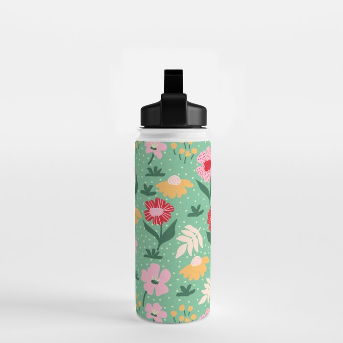 Summer Bloom - Flower e Leaves Water Bottle Gallery Image 2