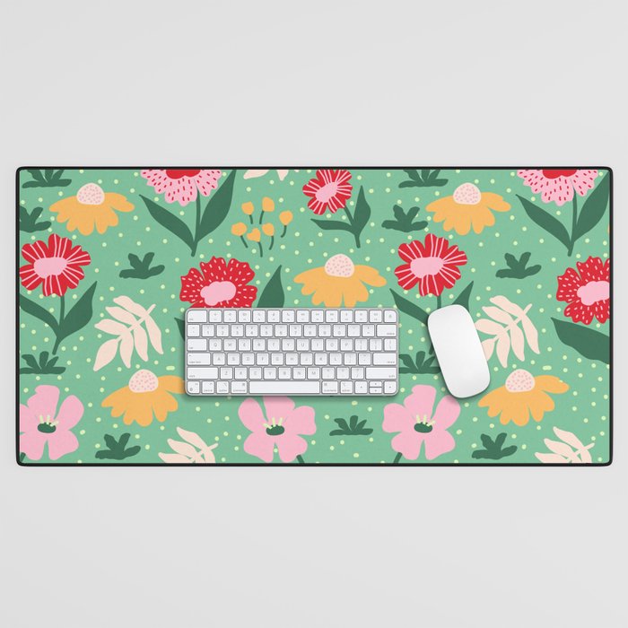 Summer Bloom - Flower e Leaves Desk Mat Gallery Image 1