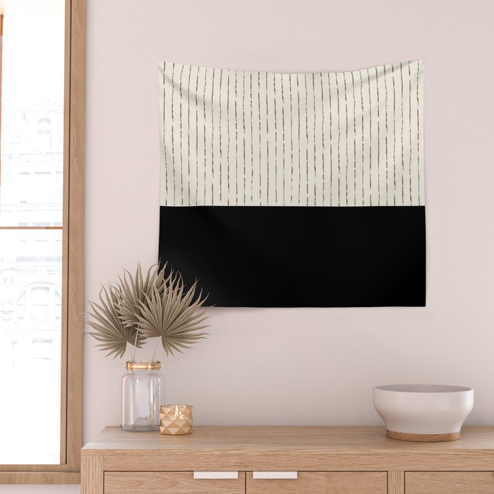 Cream Black Wall Tapestry Gallery Image 2